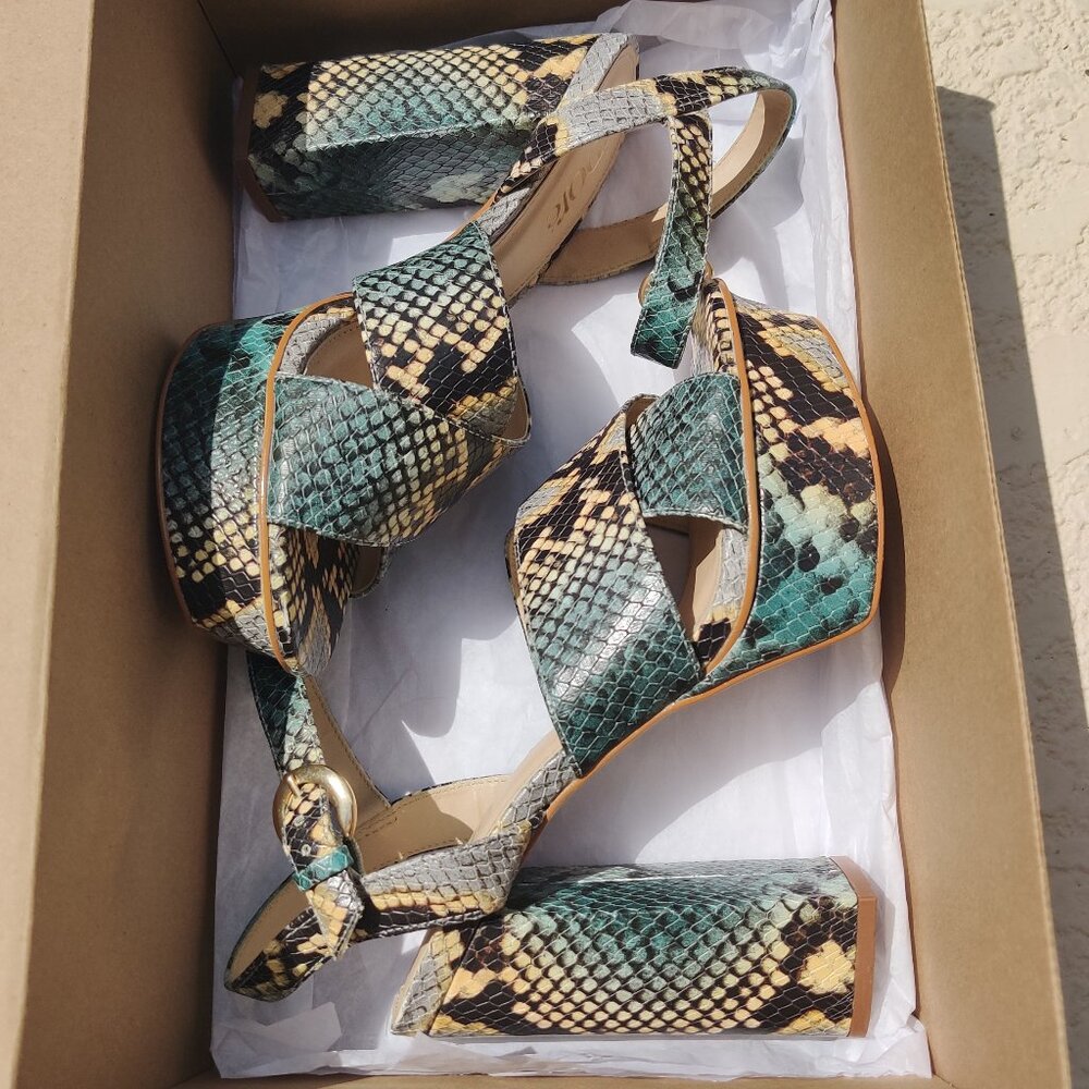 Idore Snake Print Python Platform Leather Sandals… - image 1